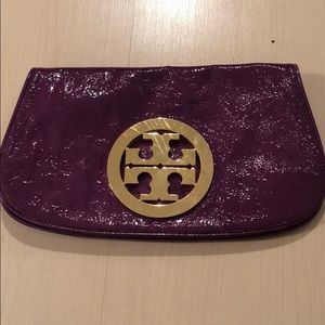 LIKE NEW purple Tory Burch clutch